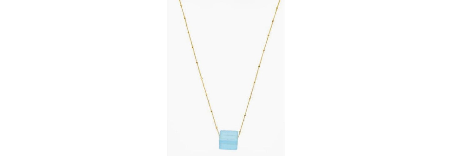 Aqua Gold Glass Necklace
