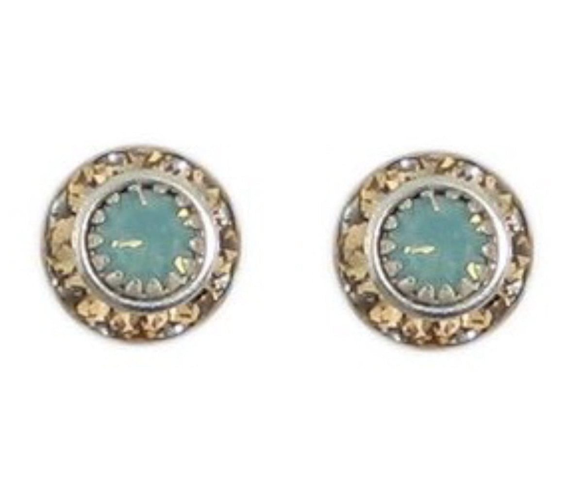 Earrings Crystal Aqua with Gold