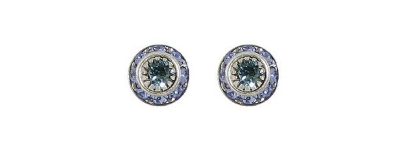 Post Earrings Crystal Smoke with Purple