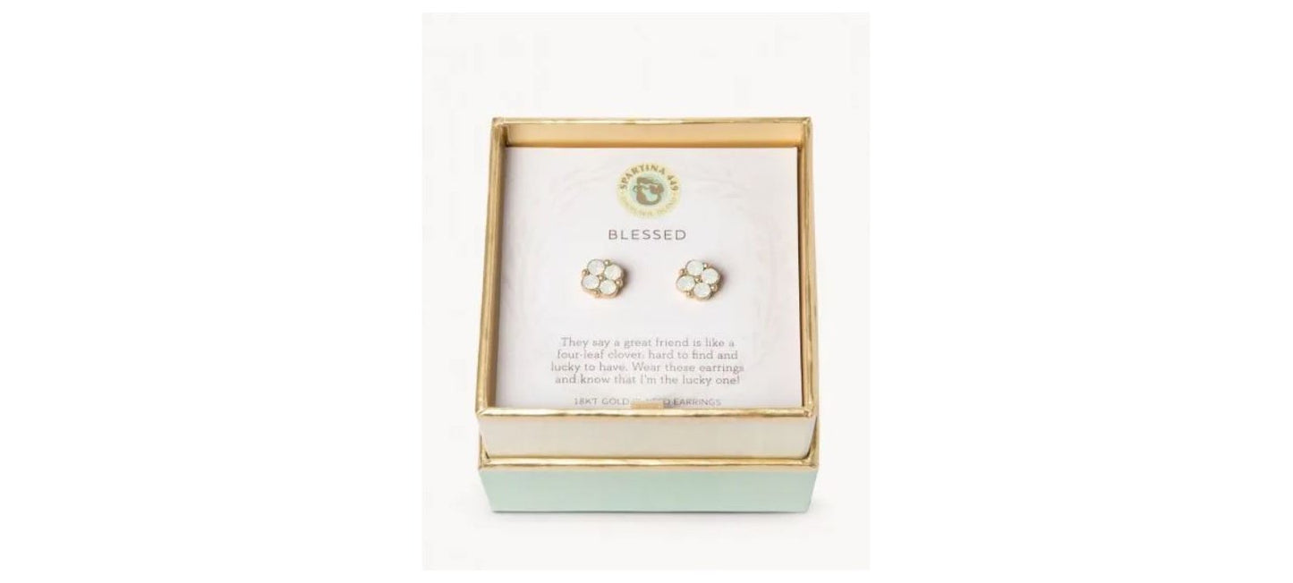 Sea La Vie Earrings Blessed Crystal Clover