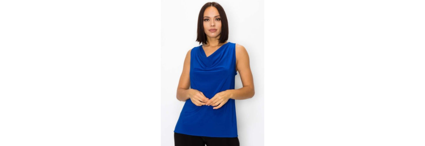 Racerback Cowl Tank Top in Royal Blue by Last Tango