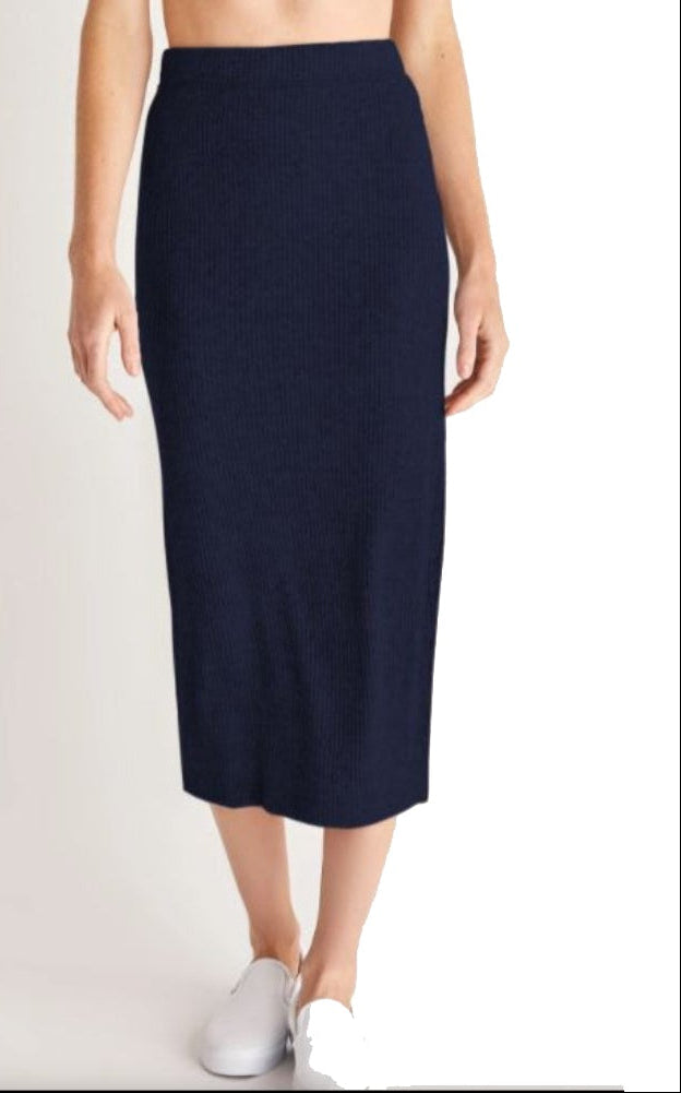 Skirt Fallon Rib Midi Skirt in Navy