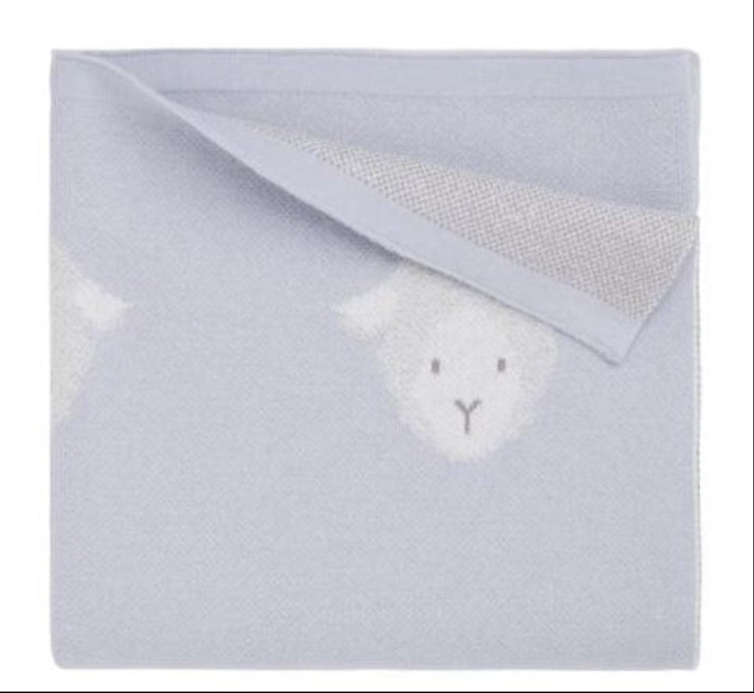 Baby Blanket Blue Lamb Knit