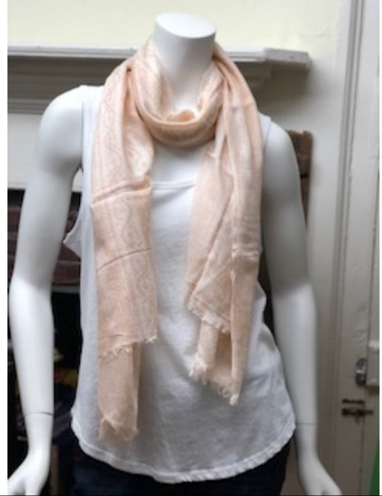 Scarf Floral Stripes Peach