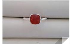 Ring Carnelian Square Brushed Sz 7