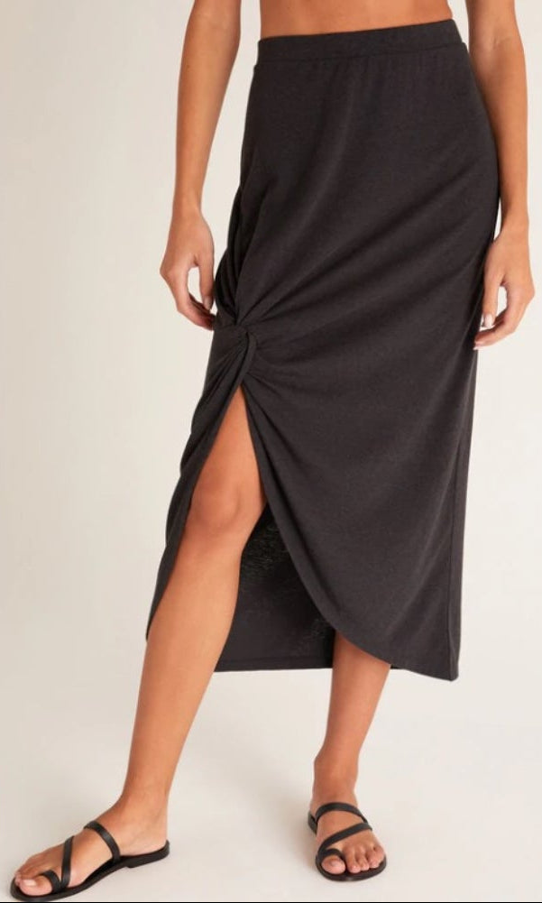 Sabrina Triblend Knot Skirt in Black