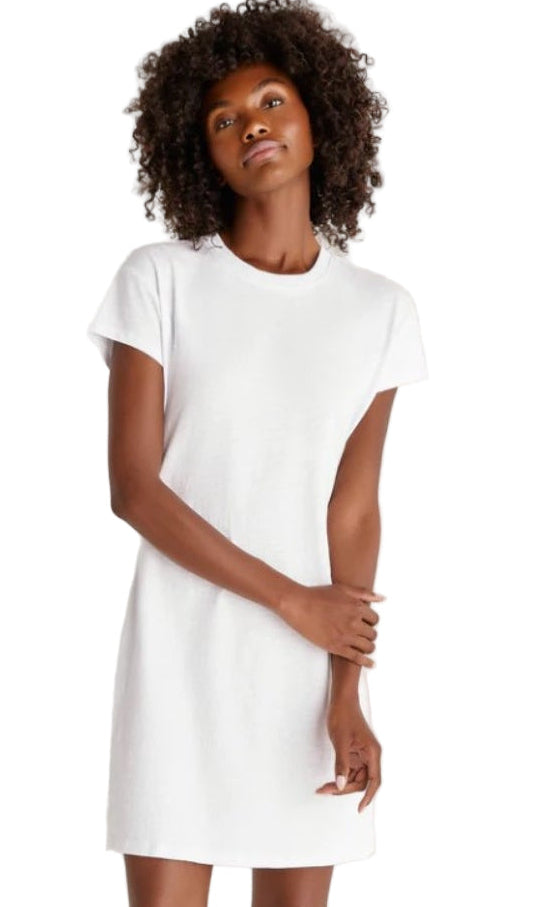 Modern Crew Slub Tee Shirt Dress in White