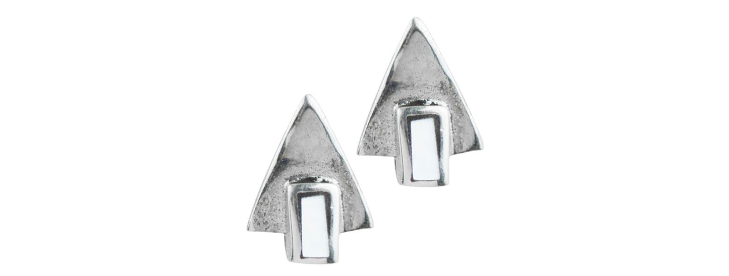 Sterling Silver Earrings Deco Triangle Post