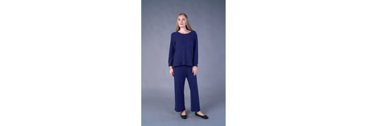 Shana Fleece Sweater Pants with Pockets Navy