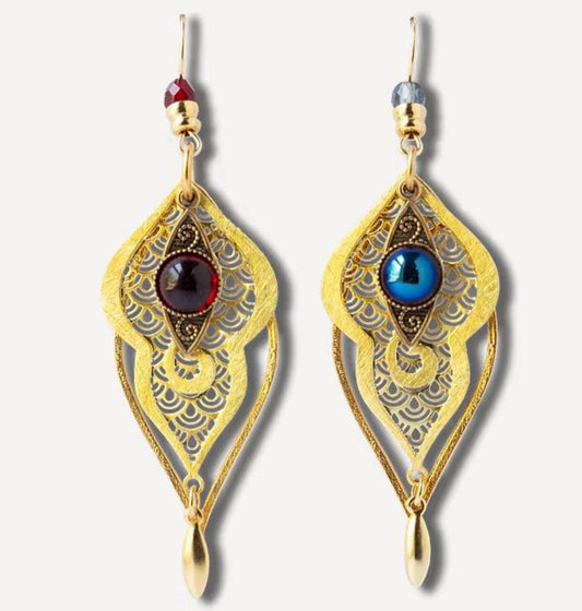 Earrings :Night Lanterns  - Silver with Blue Bead | Fishhook Ear Wire