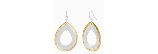 Open Teardrop Dangle Earrings - Gold & Silver