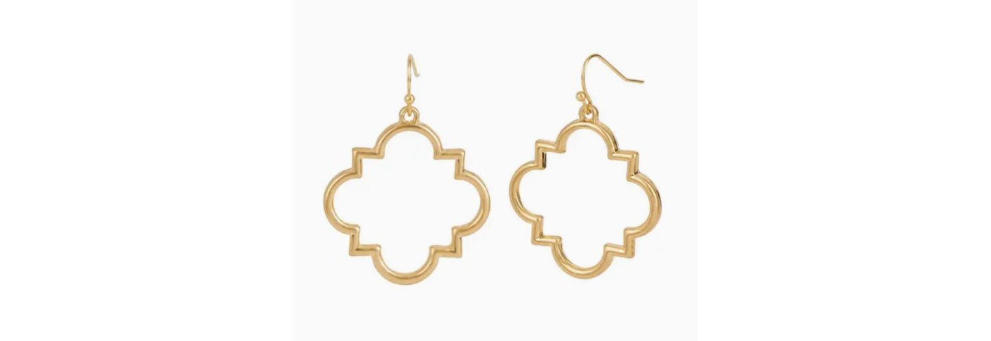 Geo Outline Dangle Earrings - Gold