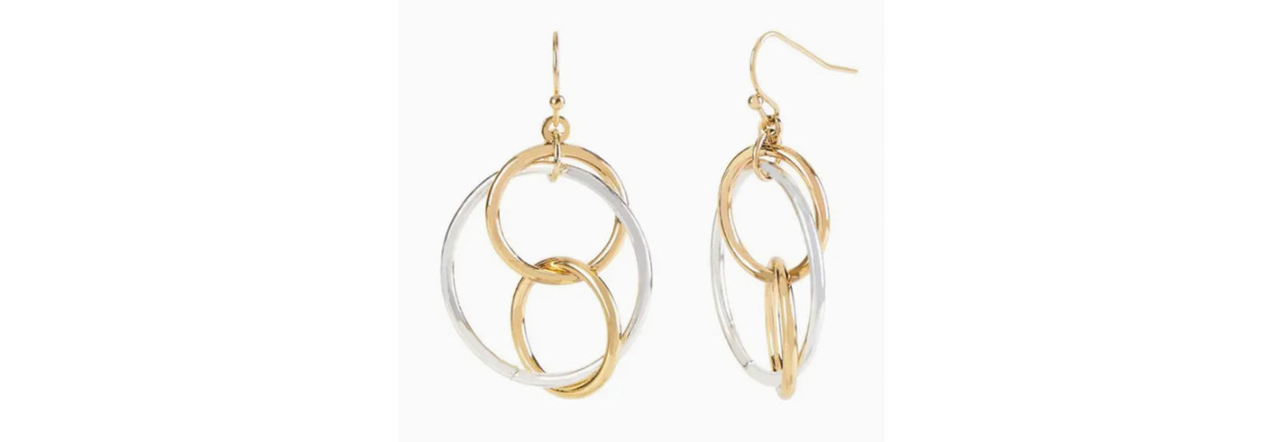 Connecting Loops Mixed Metal Earrings - Gold & Silver