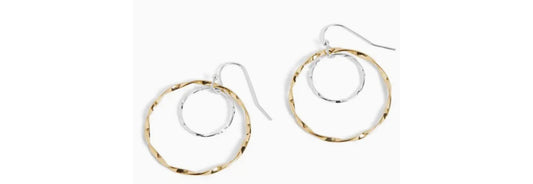 Wavy Double Hoop Earrings Mixed Metal - Gold & Silver