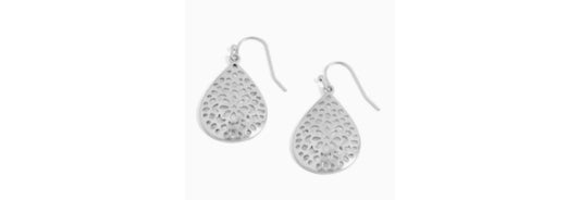 Flower Drop Earrings - Silver