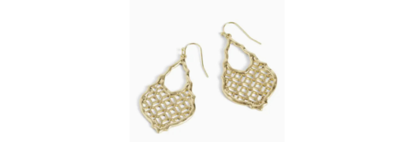 Lattice Teardrop Earrings - Gold