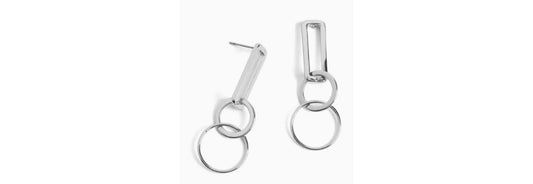 Linked Hoops Dangle Earrings - Silver