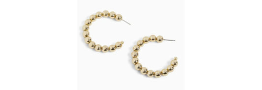 Ball Bead Post Hoop Earrings - Gold