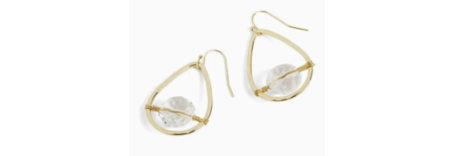 Floating Bead Teardrop Earrings - Gold