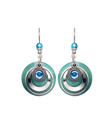 Earrings: Aura Rounds  - Silver with Violet Bead | Fishhook Ear Wire