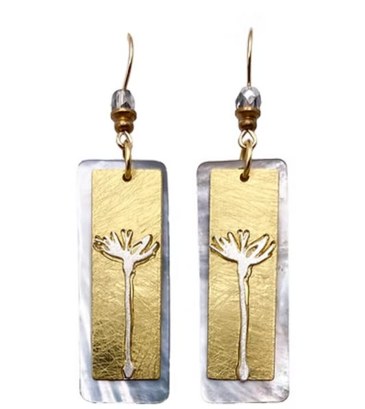 Earrings:  Budding Potentials  - Two Tone with Gray Bead | Fishhook Ear Wire