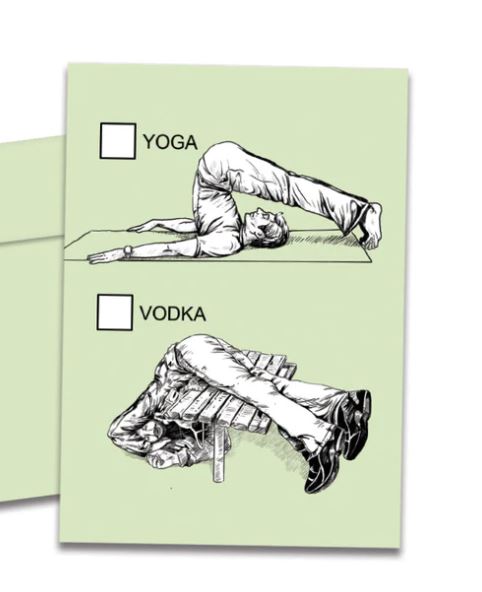 Yoga or Vodka Birthday Greeting Card