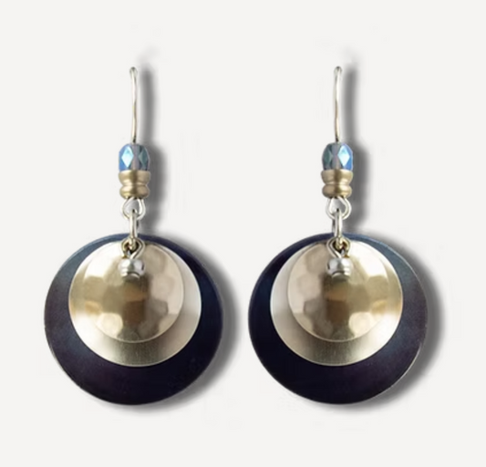 Earrings : Circles of Life- Gold with Mother of Pearl Bead | Fishhook Ear Wire