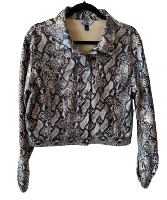 Vylette Faux Leather Snakeskin Jacket - LG | Preowned