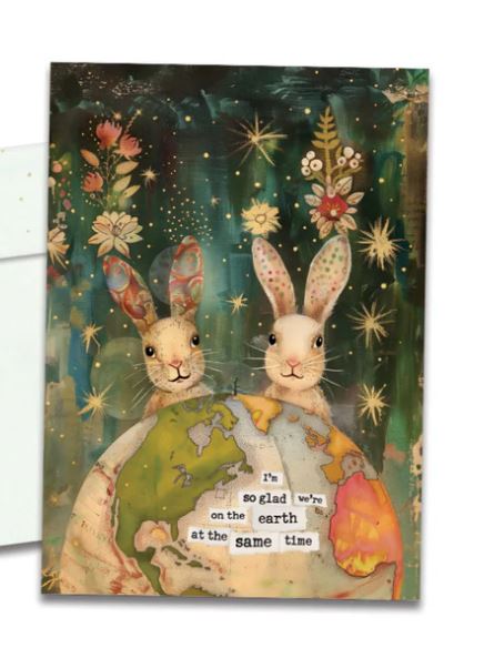 Earth Rabbits Birthday Card
