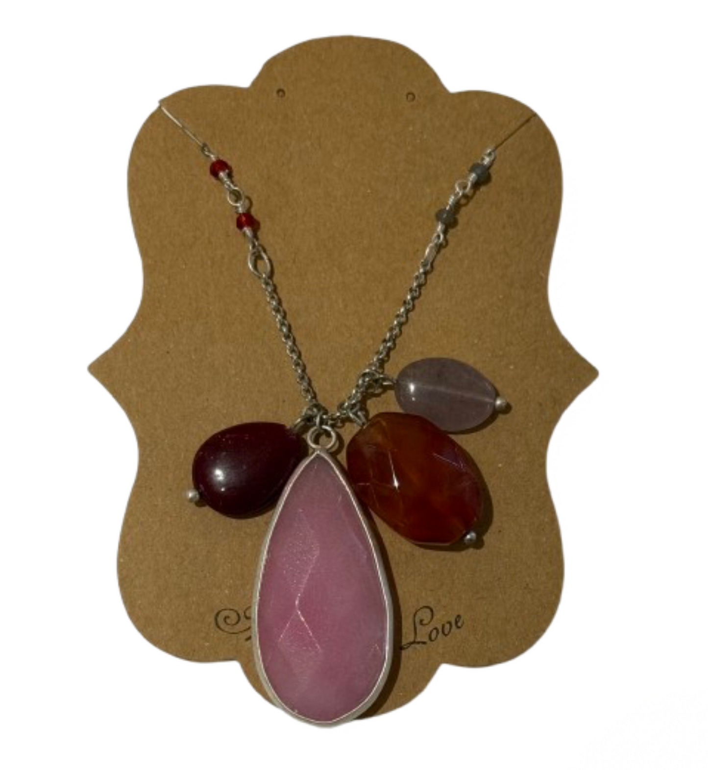 Silver Tone Long Multi Stone Necklace | Preowned