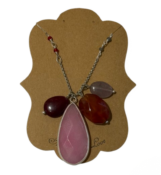 Silver Tone Long Multi Stone Necklace | Preowned