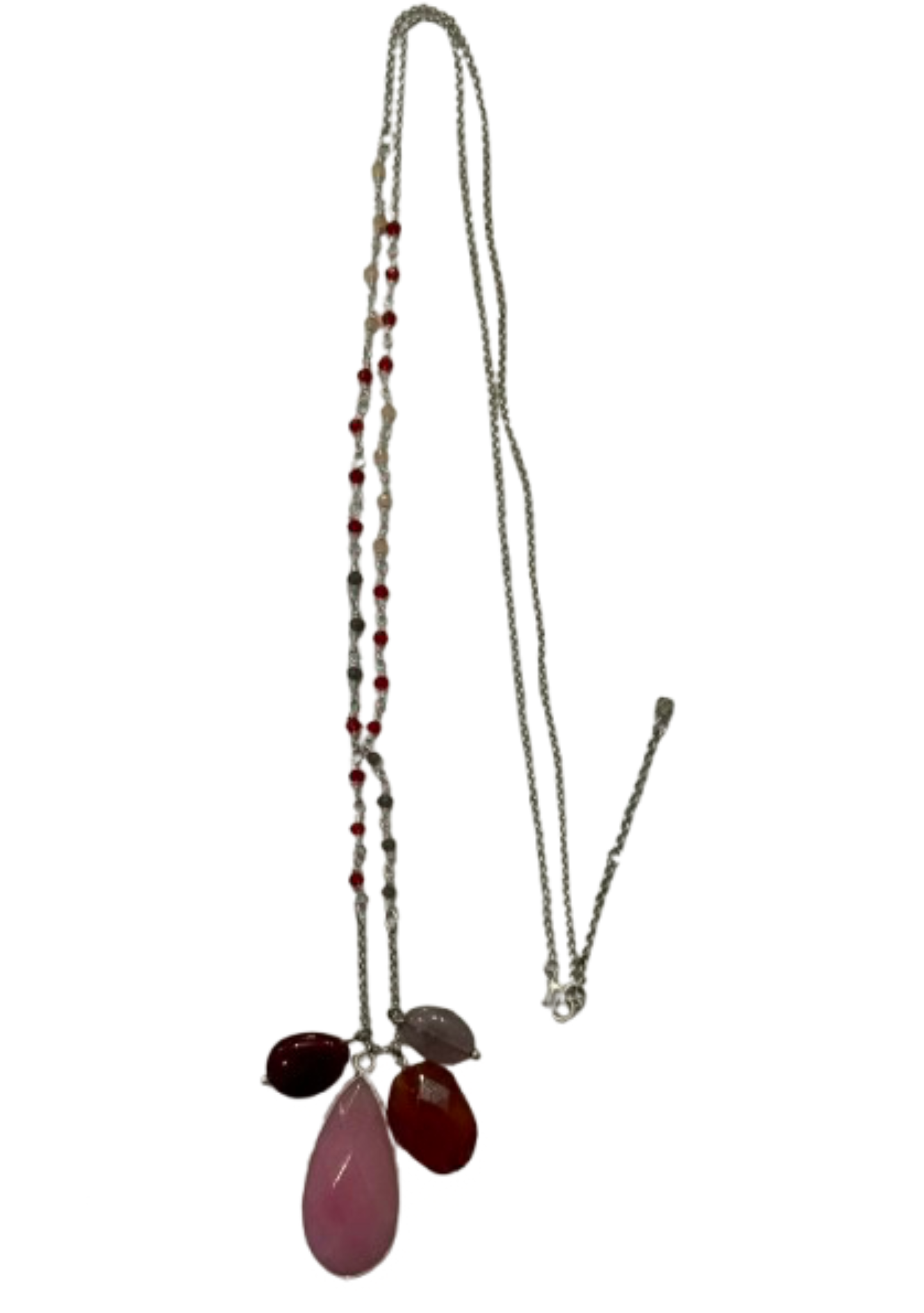 Silver Tone Long Multi Stone Necklace | Preowned