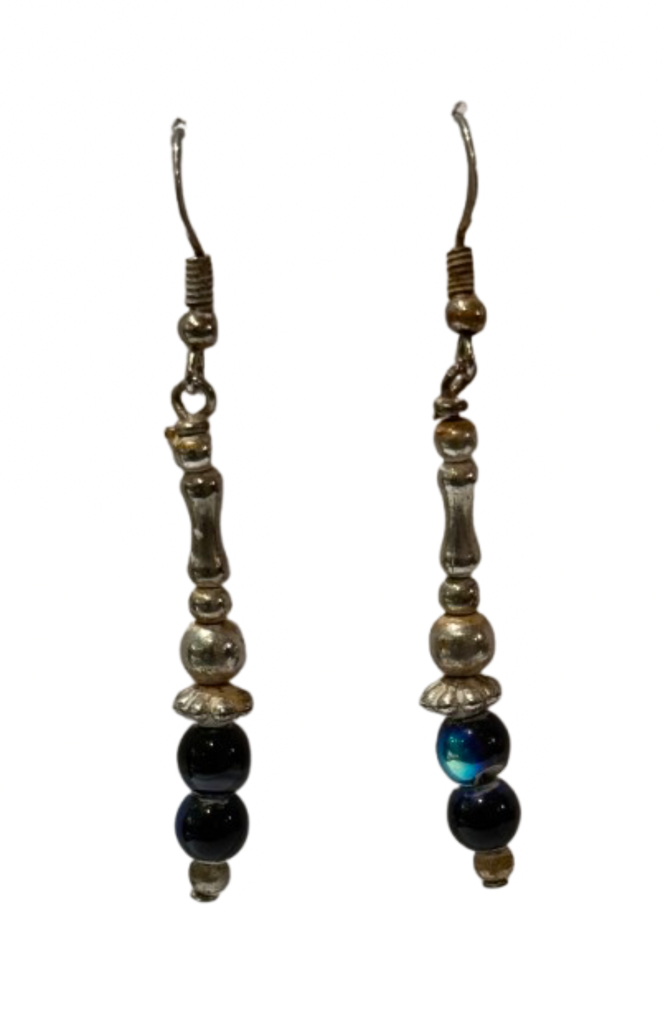 Silver Tone Beaded Dangle Earrings | Preowned