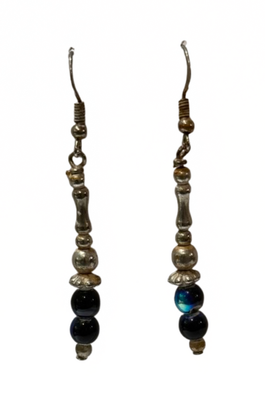 Silver Tone Beaded Dangle Earrings | Preowned