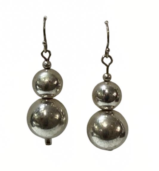 Sterling Silver Graduated Bead Dangle Earrings | Preowned