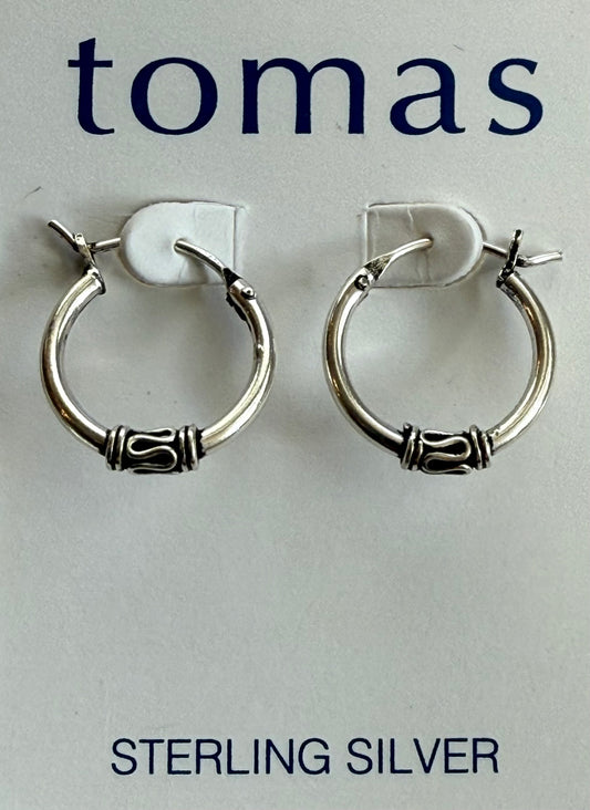 Sterling Silver Bali Hoop Earrings 14mm