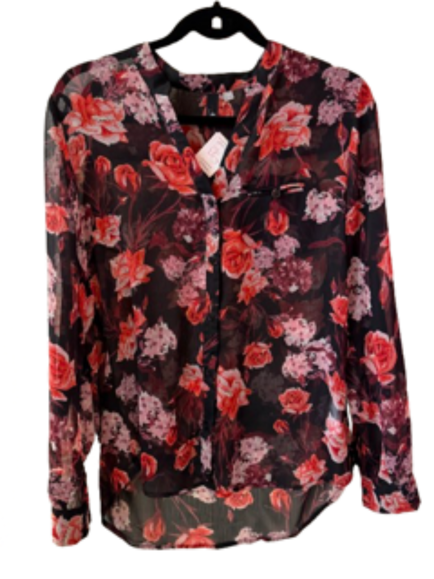 Kut Black and Red Blouse with Roses - Small | Preowned