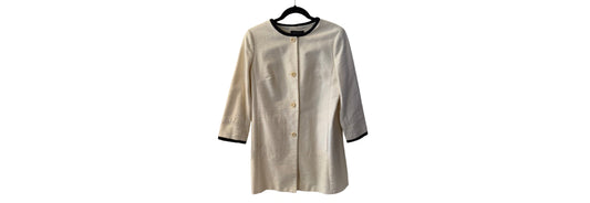 Talbots Cream With Black Trim Long Blazer - Size 8