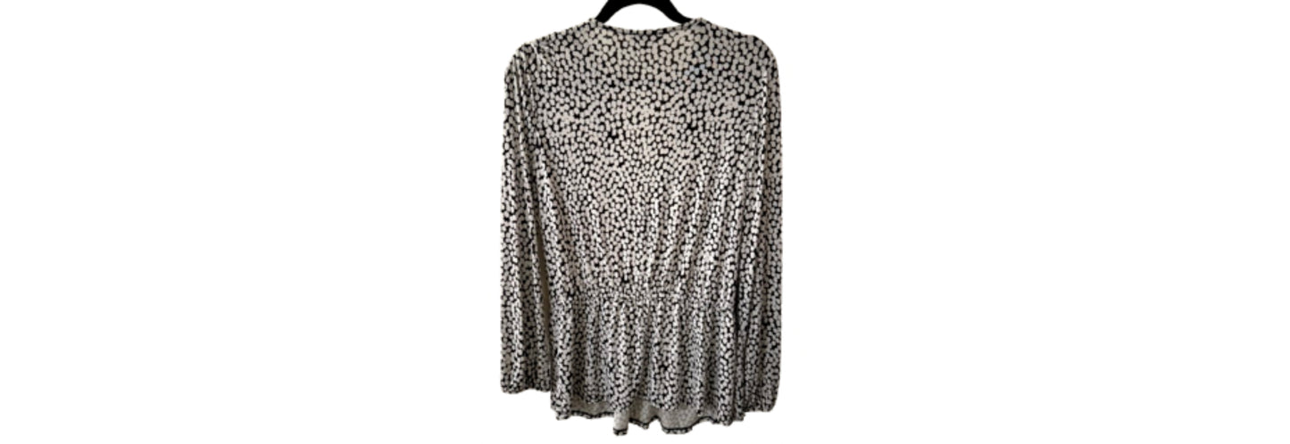 Adrianna Papell Wrap Style Blouse Black and White - LG | Preowned