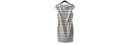 J Crew Blush Pink and Ivory Striped Cap Sleeve Dress - SZ 0 | Preowned