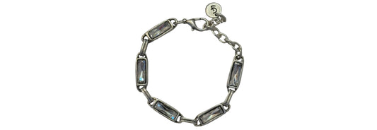Rectangle Clear Crystal Pewter Bracelet - Handmade