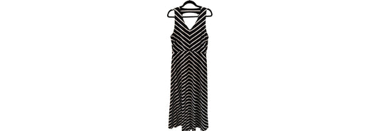 Talbots Sleeveless Maxi Dress Black and White Striped - LG | Preowned