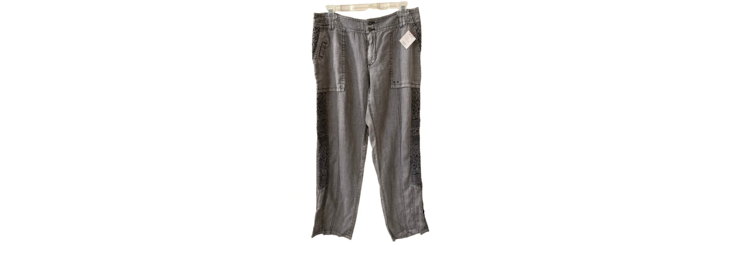 Anthropologie Gray Lace Linen Pants - SZ 28 | Preowned