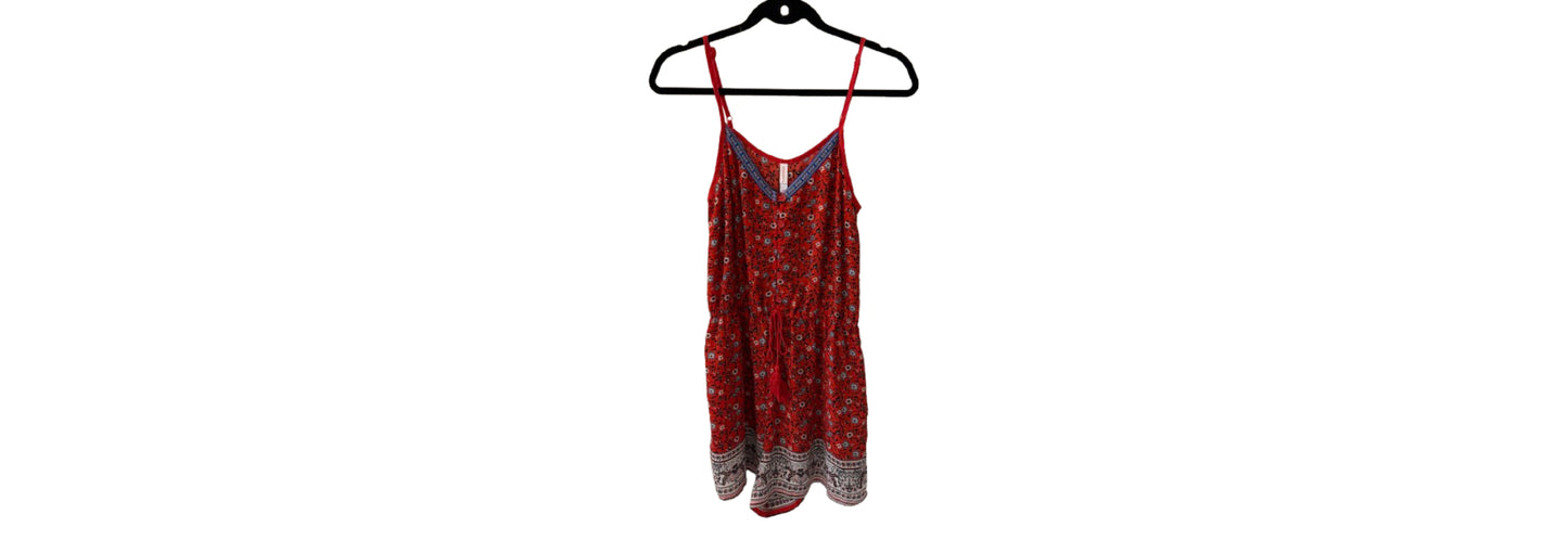 Xiliration Red Floral Romper - LG | Preowned