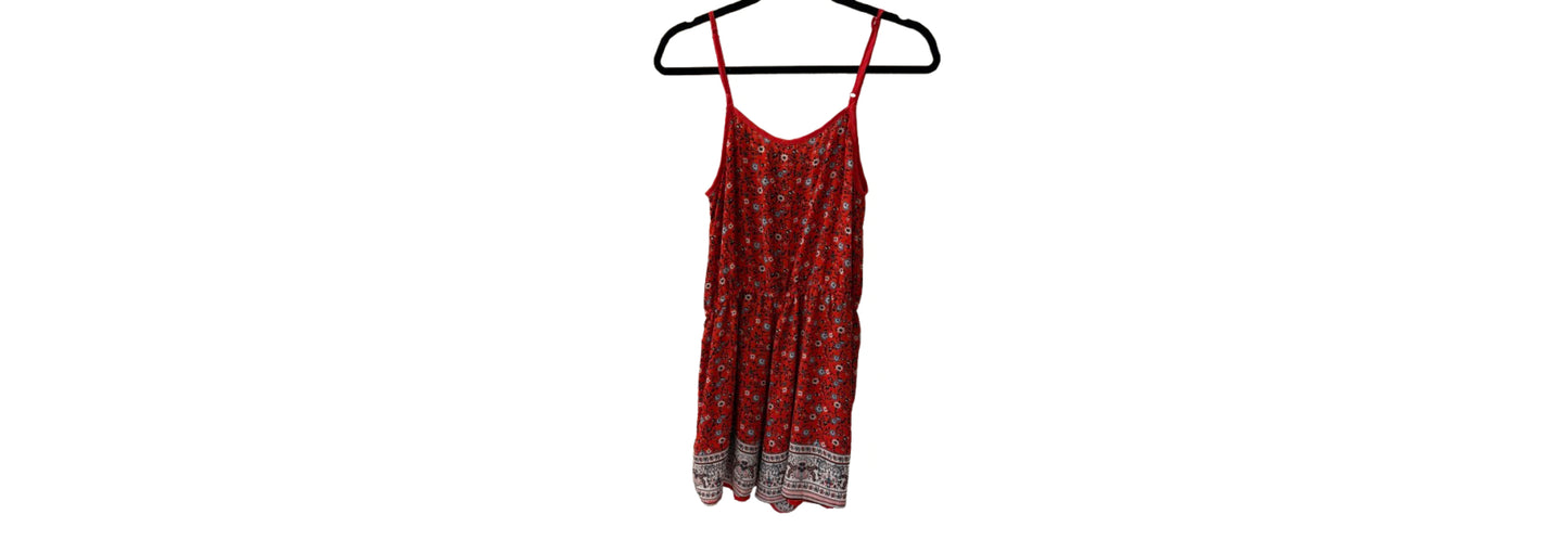 Xiliration Red Floral Romper - LG | Preowned