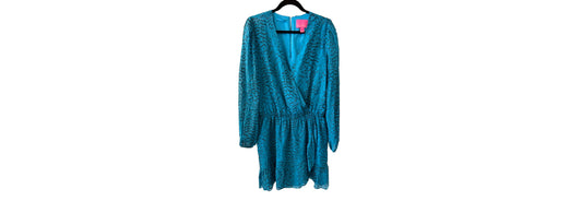 Lilly Pulitzer Dress Teal with Black Shimmer - LG | Preowned