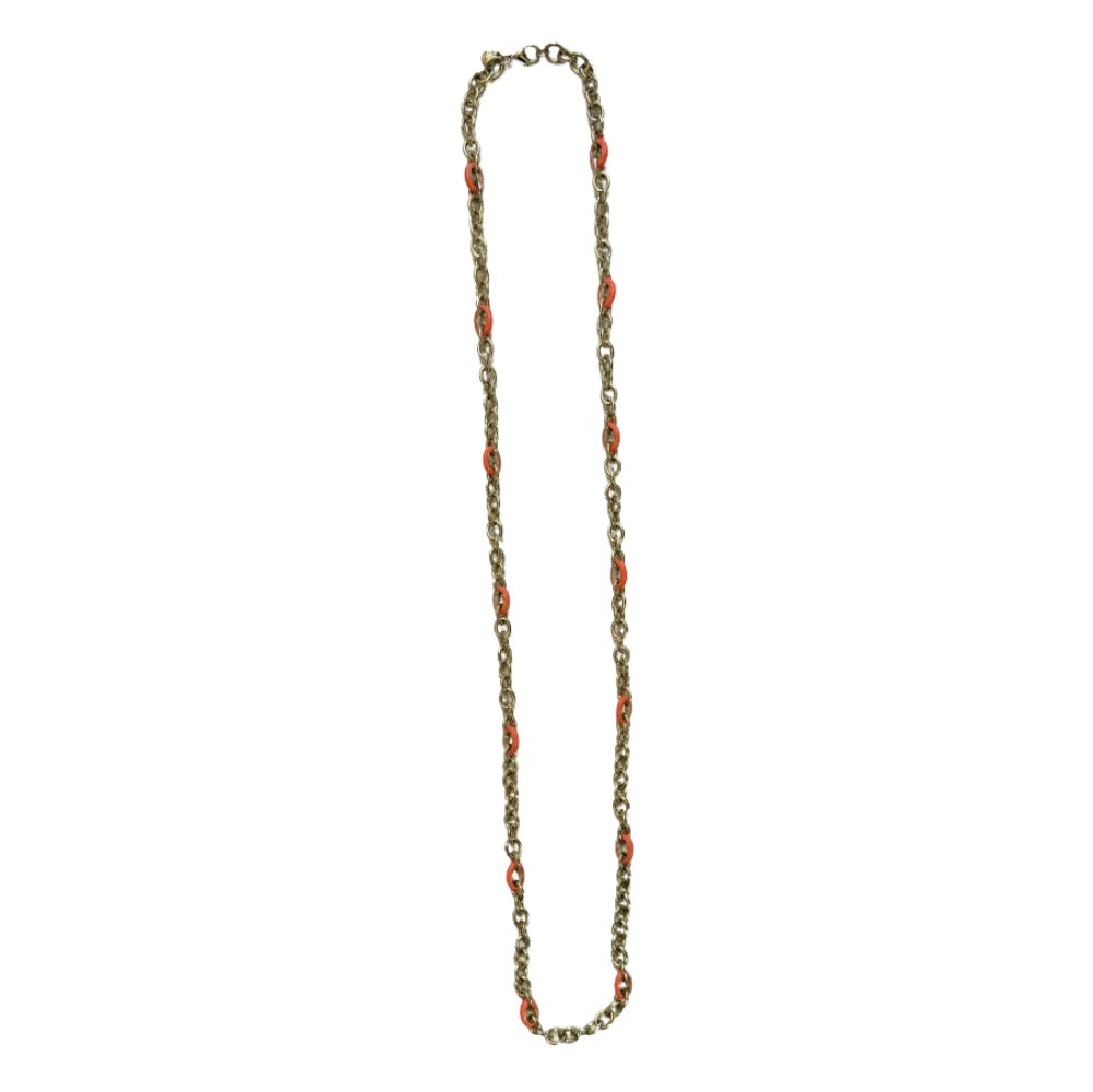 J. Crew Gold and Orange Link Necklace | Preowned