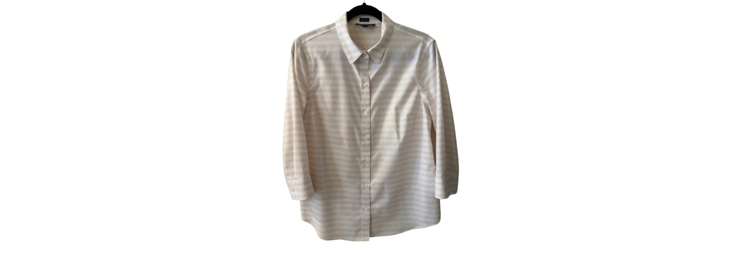 Jones N.Y. Pink and White Striped Shirt - LG | Preowned