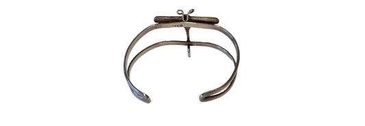 Sterling Silver Abalone Dragonfly Cuff Bracelet |Preowned