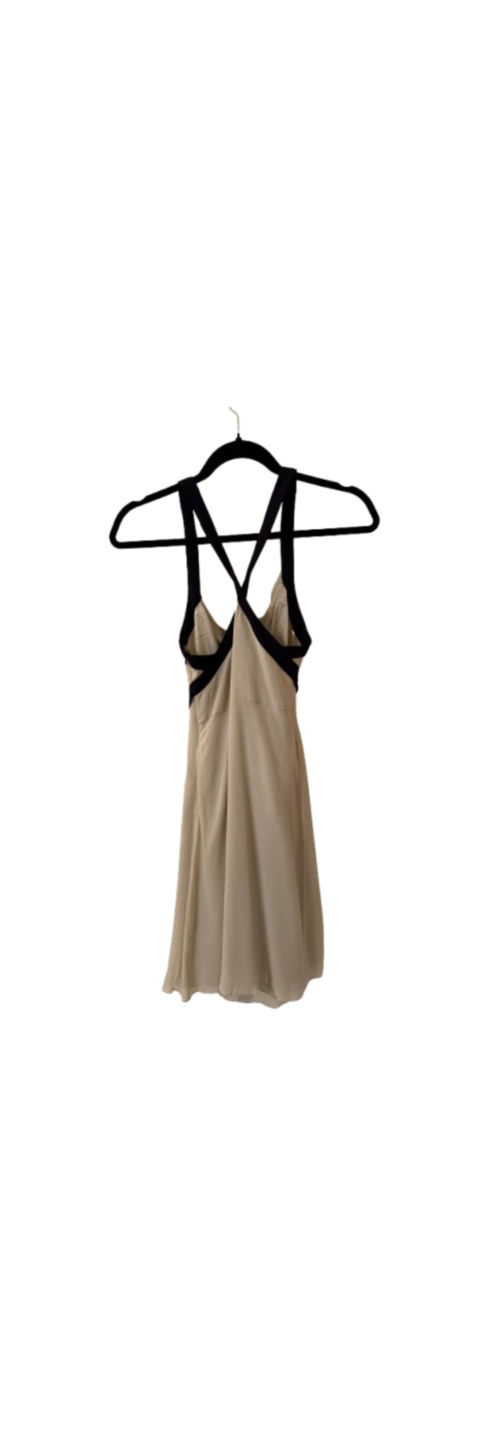 Quillaree Dress Cream Ruffle with Black Straps - SZ 2 | Preowned